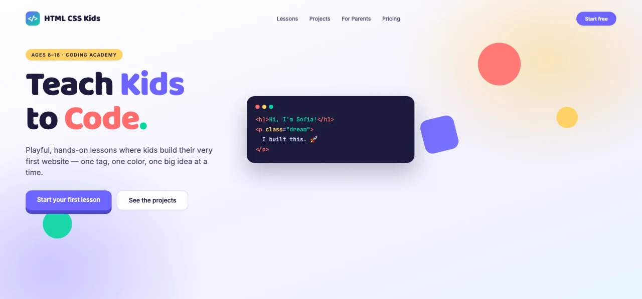 Concepto de HTML CSS Kids